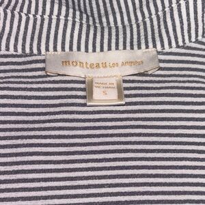 Monteau Pinstripe Midi Dress with Gold Accents